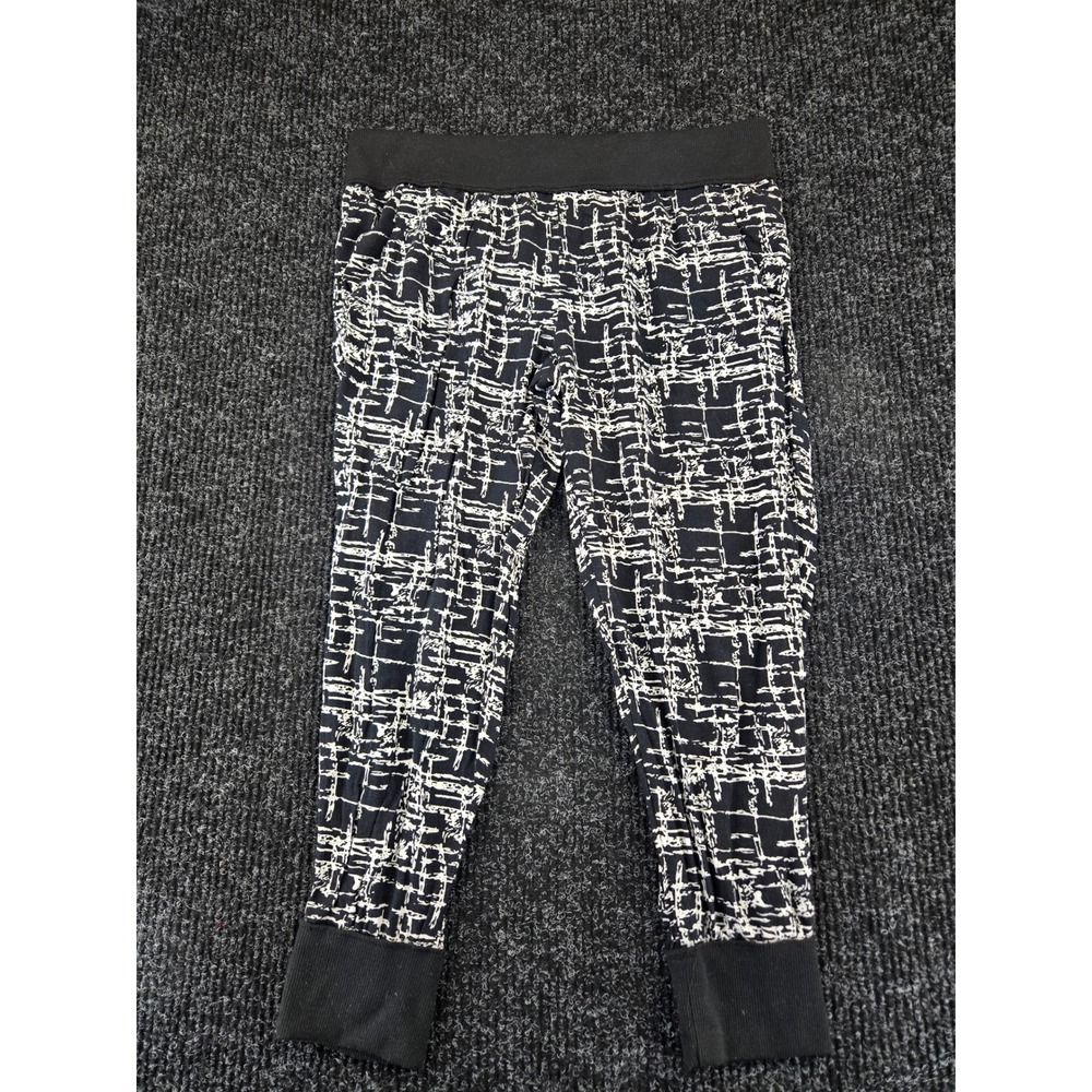 Boom Boom Jeans Black White Abstract Grid Print Rayon Jogger Pants Womens Large